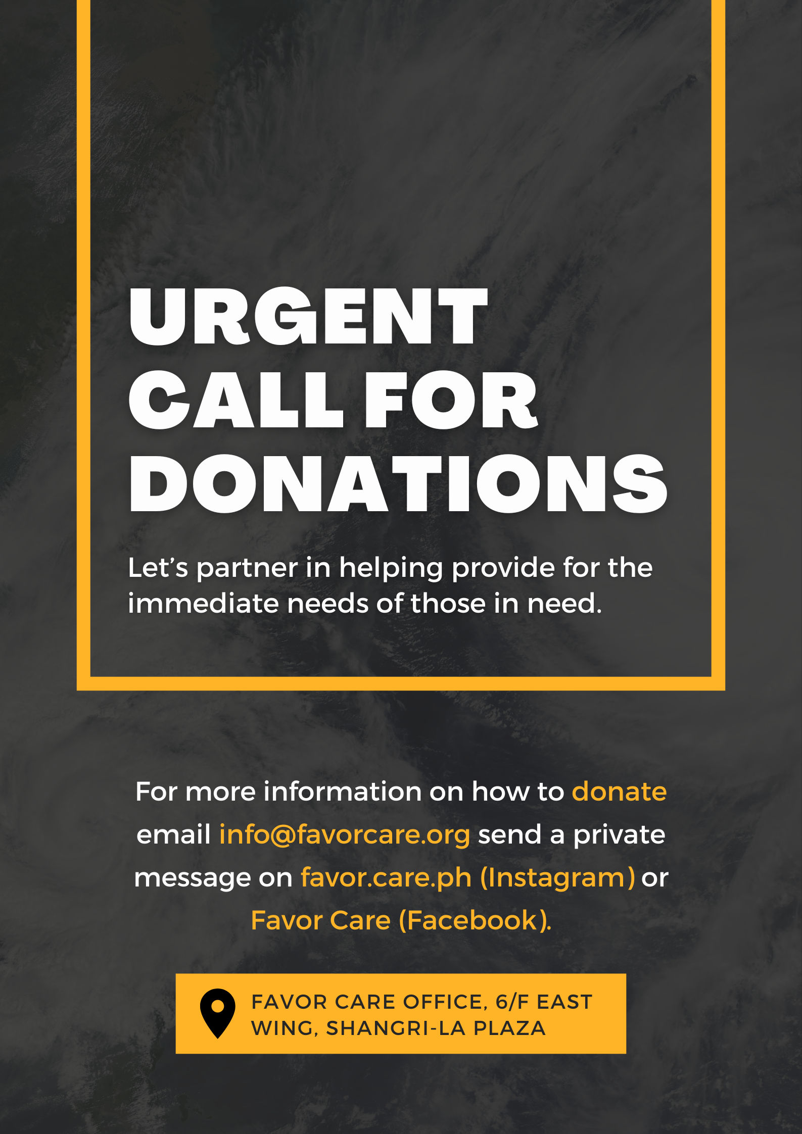 Yellow Photo Overlay Typhoon Animated Donation Event Poster